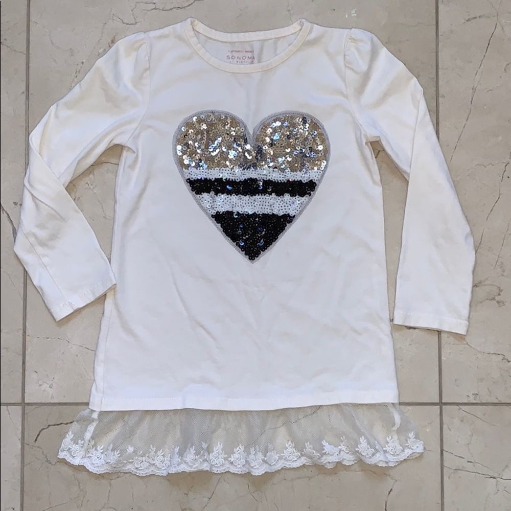 Girls heart sequin shirt